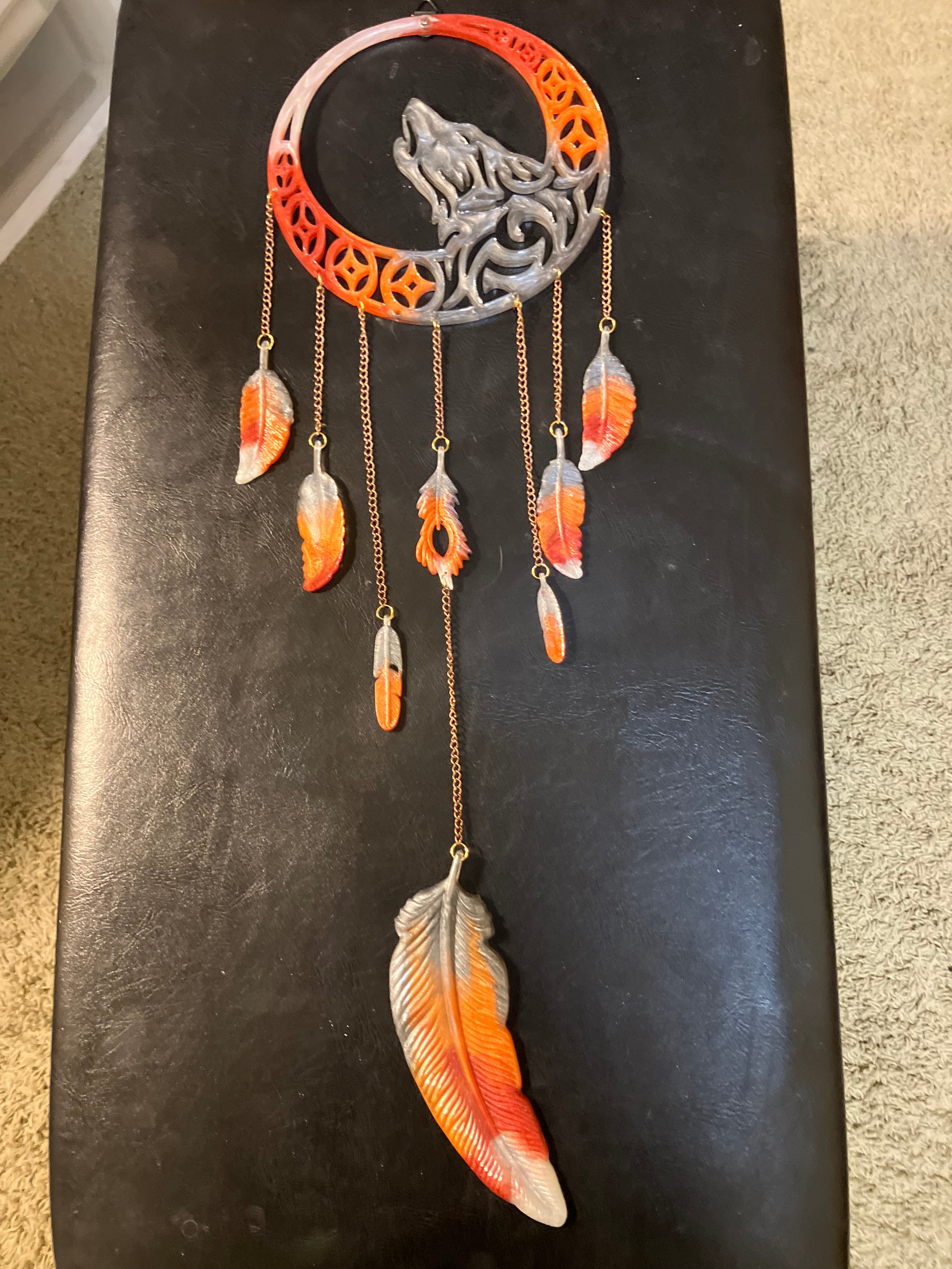 Wolf moon wall hanging