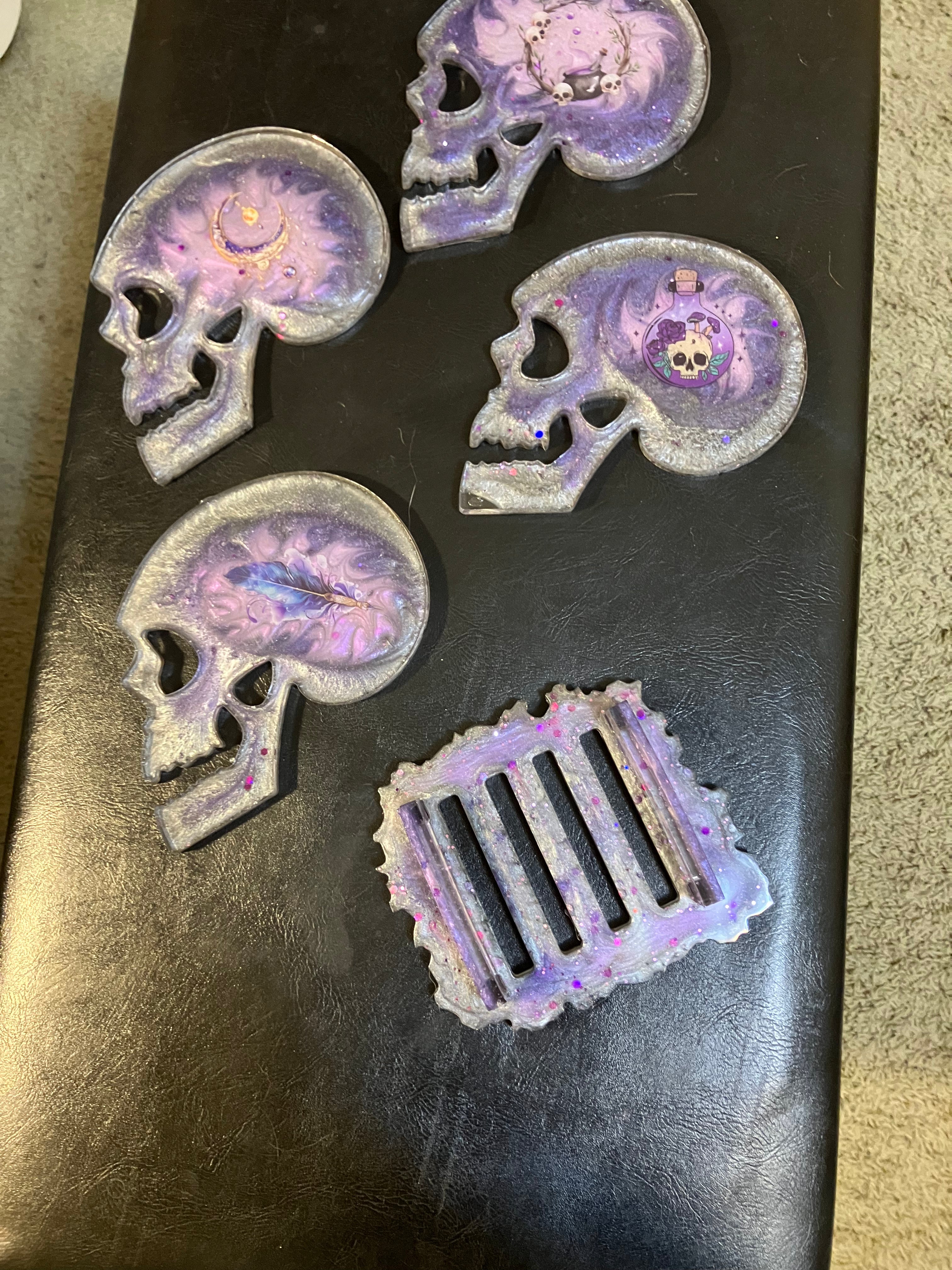 Witchy skull coasters