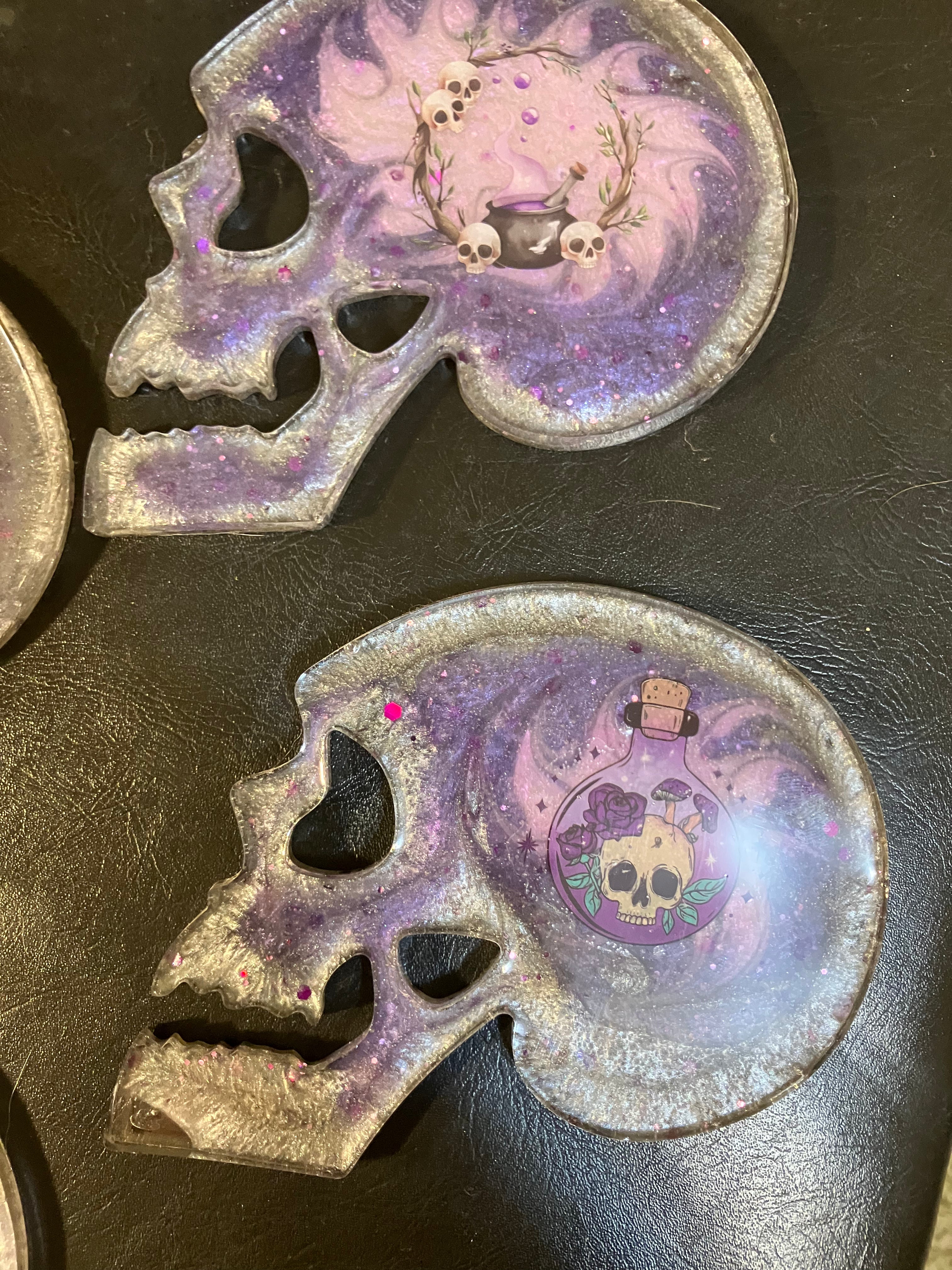Witchy skull coasters