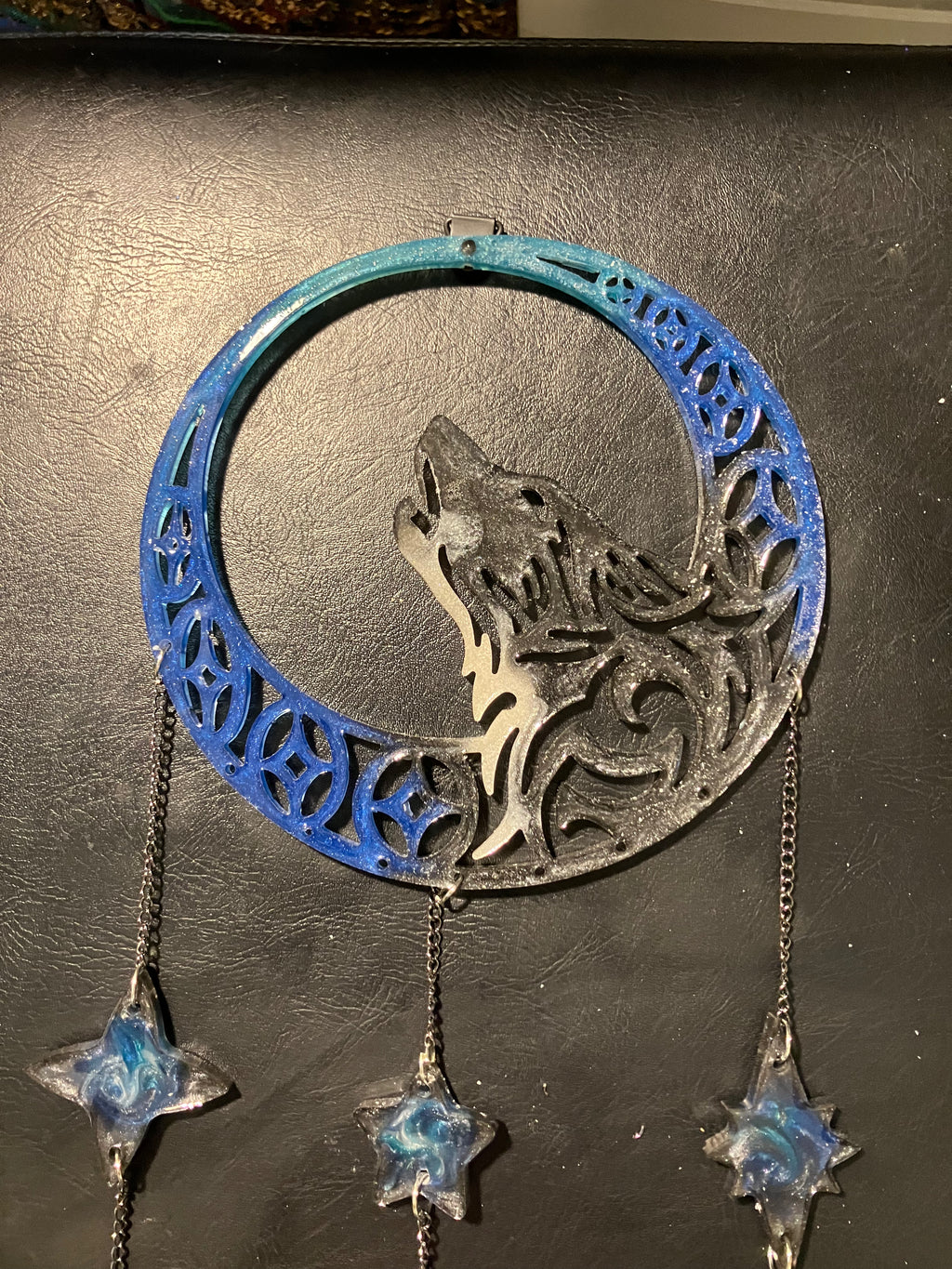 Wolf moon wall hanging