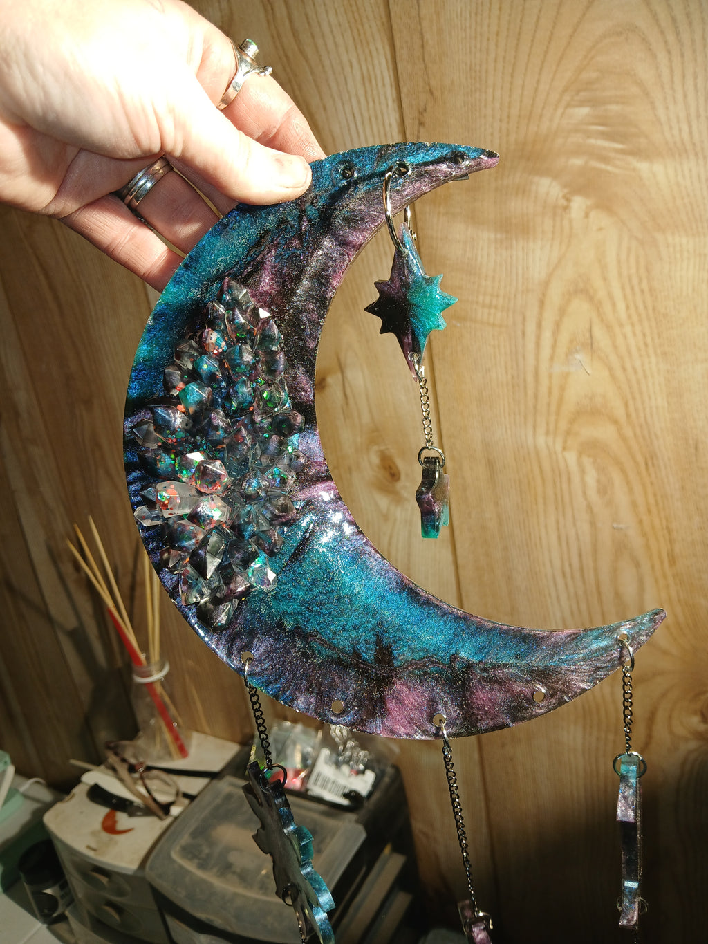 Crystal moon wall hanging